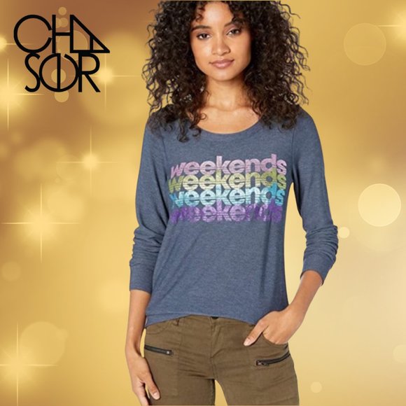Chaser Tops - Chaser Weekends Long Sleeve Tee Sweatshirt
